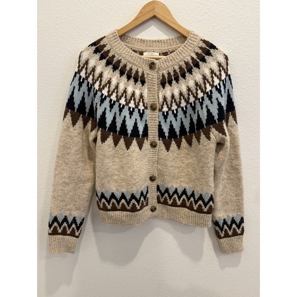 Lucky Brand Sweaters - Lucky Brand Neutral Fair Isle Cardigan Wool Blend Soft Thick Cozy Winter Small
